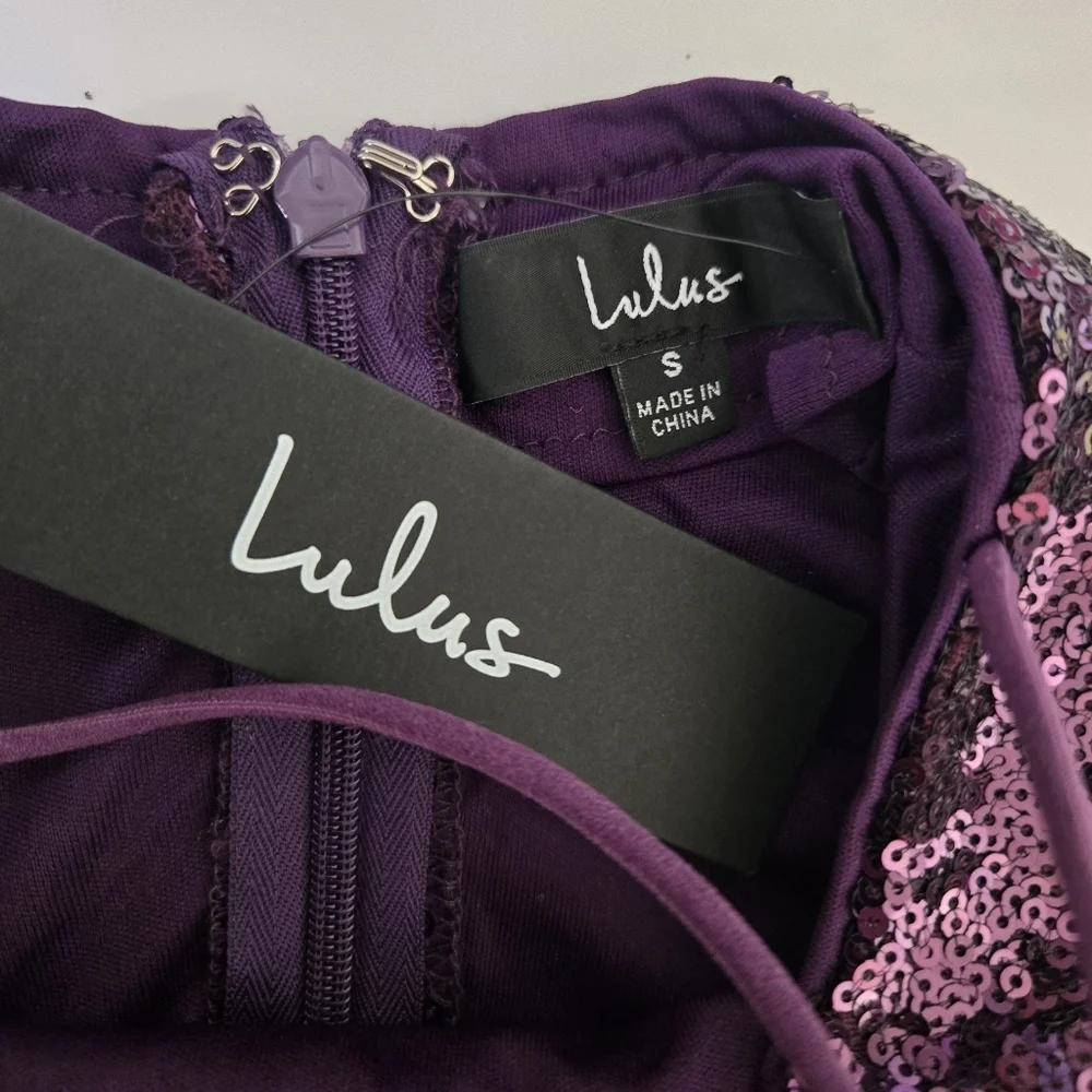 LULUS NWT Purple Sequin Mini Dress.Size S - Picture 3 of 8